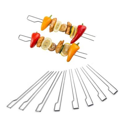 China New Design Stainless Steel BBQ Grill Easily Cleaned Main Skewers Double Set BBQ Metal Skewers For Grilling for sale