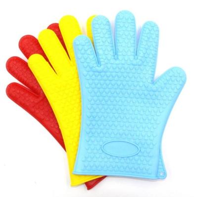 China Oven Mitts Transitional Heat Resistant BBQ Grilling Silicone Miitts With Fingers for sale