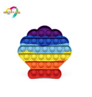 China New Silicone Non-Toxic Relaxation Shell Shape Pop Push Bubble Rainbow Toy Poppet Antistess Toy Fidget Toy For Sensory Kids and Adults for sale