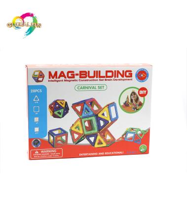 China Magnetic Construction Toy Kids Plastic 28 Pcs Building Tiles Blocks Educational Magnet Bricks Set For Kids for sale