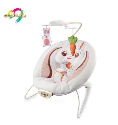 China Modern Hot Selling Comfort Baby Rocking Chair Bouncing And Vibrating Chair With Rabbit Toys Baby Rocker Chair for sale