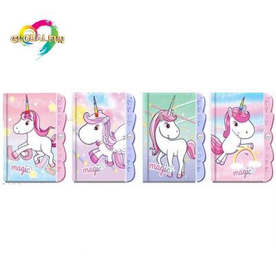 China Unicorn Painting Notebook With Code Lock 48 A5 Sheets Hardcover Book Folded Leaflet Diary Planner Notebook 4 Designs Mixed for sale