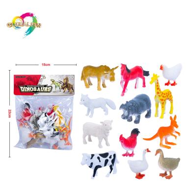 China 12 Pcs Different Kinds Of Environmental Friendly Plastic PVC Animal Figure Toy Sets Animals Model HY194 for sale