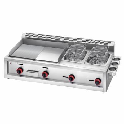 China Easy Operation Professional Griddle Teppanyaki Stove Pancake Stove Griddle Easy Operation Benchtop Gas BBQ Half Fluted Grill Half With Fryer for sale