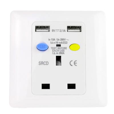 China Manufacturer 13A PRCD UK Standard Residential/General Purpose UK Standard USB Leakage Protection Socket Wall Outlet for sale