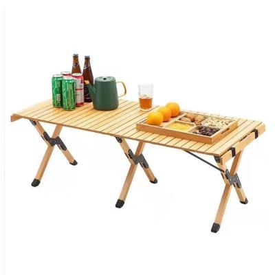 China Easy Carry Outdoor Picnic Tables Camping Tables Egg Roll OEM ODM Customized Table Set Adjustable Wooden Rolling Manufacturer for sale