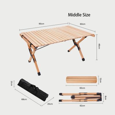 China Easy carry 90x60x46cm medium size furniture outdoor coffee table and chair egg rolling adjustable wooden table set outdoor tables for sale