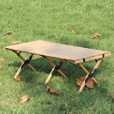 China Easy carry 90x60x46cm folding table family gathering outdoor meeting wooden egg rolling table set outdoor tables low price for sale