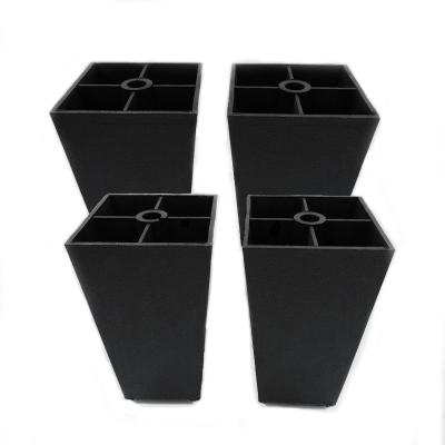 China Modern Manufacturers Wholesale Black Trapezoidal Decorative Plastic Sofa Leg 15mm High Cheap Plastic Furniture Legs for sale