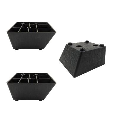 China Modern Hot Selling Universal Furniture Accessories Square Form Low Plastic Legs Sofa Feet Black for sale