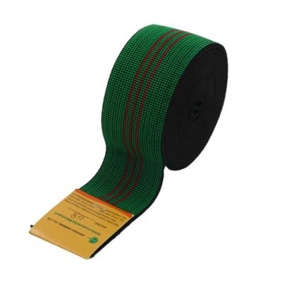 China wholesale high quality green 40%PP+50%rubber+10%PET furniture accessories 5cm sofa elastic band for sale