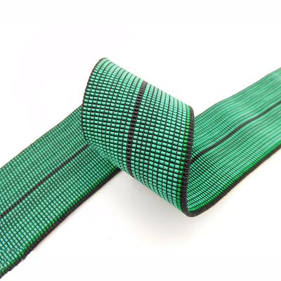 China Tenacity 4.7cm Elastic Webbing Durable High Quality Heavy Green Elastic Band For Sofa for sale