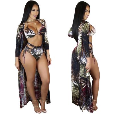 China Breathable Cheap ODM OEM In Women Swimwear Running Front 3 Pieces Women Cover Up Beachwear for sale