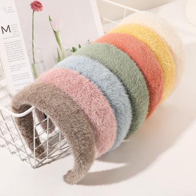 China Korean warm high quality autumn and winter style simulation mink plush hair band temperament headband girl pressure hair headband for sale