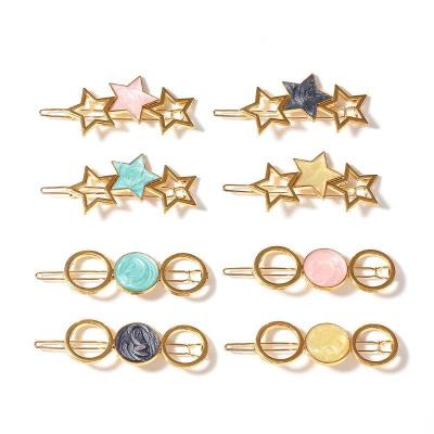 China Smart Korean Casual Geometric Fashion Star Style Statistical Institute Alloy Hairpin Simple Girl Hair Accessories for sale