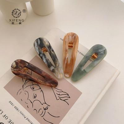 China Metal Hairpin Acetate Factory Ins Girl Side Cute Sweet DiJapanese Platypus Drop Shaped Large Clip Retro Hits Clip Source Manufacturer for sale