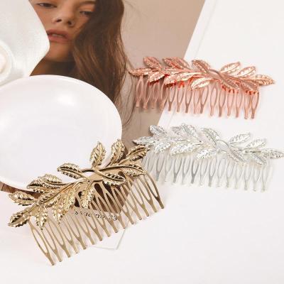 China Factory direct fashion new fashion leaf hair comb can be customized alloy insert bridal comb wedding hair accessories for sale