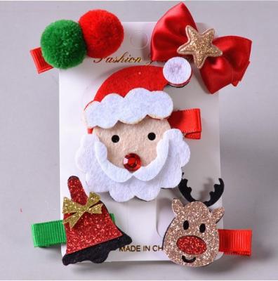 China Christmas Elk Cartoon Set Christmas Tree Santa Hairpin Sweet Cute Kids Hairpin Cute Hairpin Christmas Children Holiday Decoration Hairpin for sale