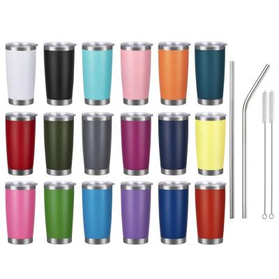 China Sustainable 20oz Stainless Steel Water Bottle 30oz Double Wall Vacuum Insulated Tumbler Bulk Cups With Straws for sale