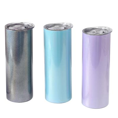 China Double wall vacuum tumbler cups stainless steel 20oz pearl paint disposable twinkle lean tumbler cups bulk with straw for sale