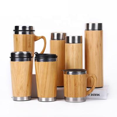 China Business 360ml 450ml Tea Bottle Bamboo Water Bottle With Tea Infuser Stainless Steel Water Bottle Bamboo Lid for sale