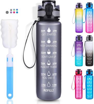 China Amazon Viable Hot Selling 32OZ Tritan Water Bottle Plastic Water Bottle With Time Motivational Marker For Gym for sale