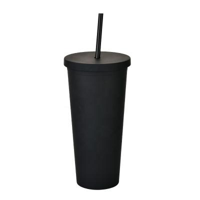 China 2021 Summer Sustainable Black Colored Matte Studded Reusable Cold Plastic Tumbler Cups With Lid And Straw for sale