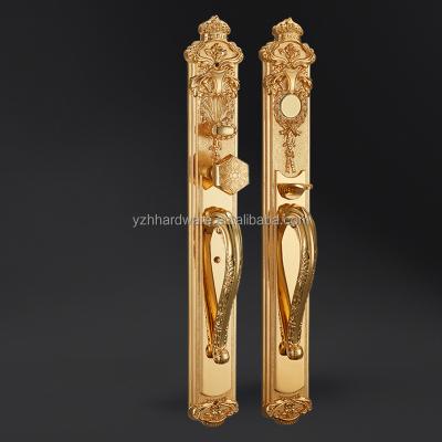 China Full Brass [ Full Brass ] Single door lock handle with antique design for entrance wood door for sale