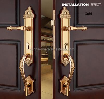 China Full Brass [ Full Brass ]  European style lock handle for main double door with good price for sale