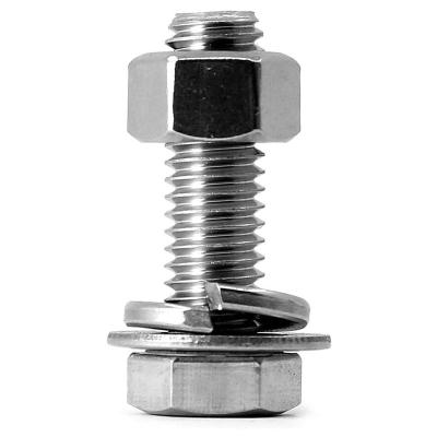 China Fully Threaded 304 Stainless Steel Hex Head Screw with Flat Lock Washers for sale