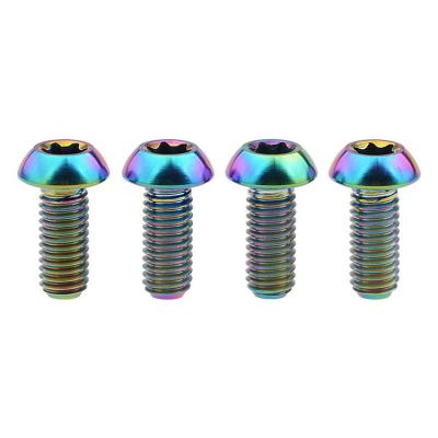 China Customized Rainbow Anodized Titanium Alloy Hexagon Flange Head Bolt Screw for Bicycle for sale