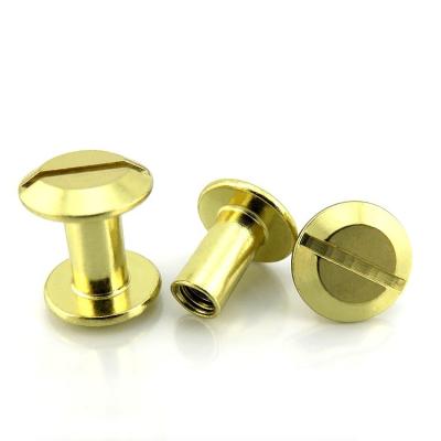 China Antique Brass Leather Belt Screw Rivets Flat Head Replaceable Customized for sale