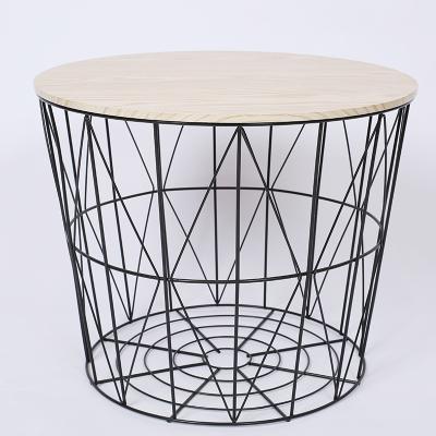 China Best Selling High Quality Sustainable Wire Side Coffee Table Basket For Kitchen Storage With Remove Tray Top for sale