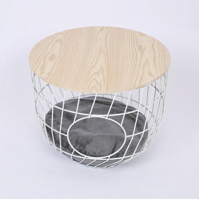 China (Other) Wholesale High Quality Adjustable Round Lid Metal Coffee Table Wire Storage Basket With Remove Lid for sale