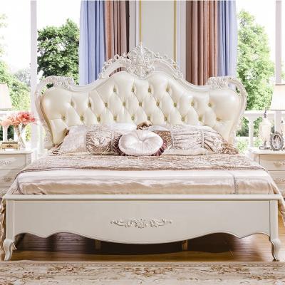 China New Style Headboard Furniture American Antique Royal Real Foam Luxury Bed Lighted Classic King Master Bedroom for sale