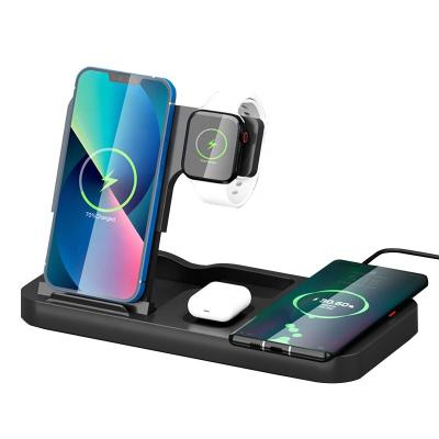 China Amazon 2022 Flexible Hot New Unique Product 4 in 1 Fast Wireless Charger Holder for Air-pods I-Watch All Phone for sale