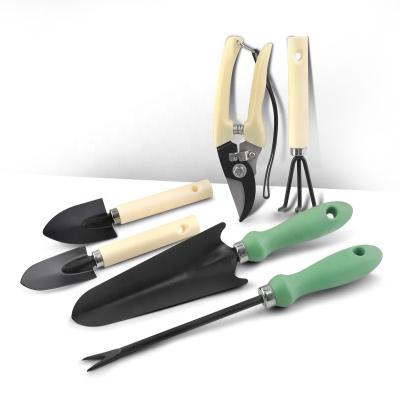 China Affordable Heavy Duty 6 PCs Garden Tool Stainless Steel Gardening Tool Kit With Case Weeder Digging Rake for sale