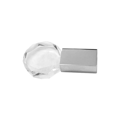 China Custom Crystal Blue LED USB Flash Drive Light Metal Logo Acrylic USB Flash Memory for sale