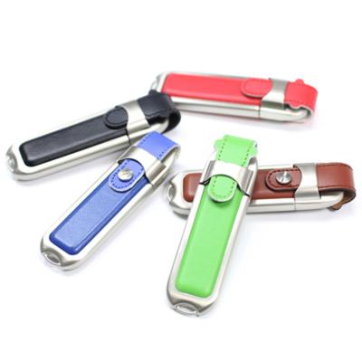 China Custom Leather Usb Leather Flash Drive With Button Customize Logo Leather Usb 2.0 Driver U Disk for sale