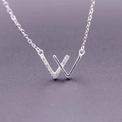 China CLASSIC SayYes 925 sterling silver jewelry Cubic Zirconia Letter W Charms Pendant Silver Plated For Men and Women for sale