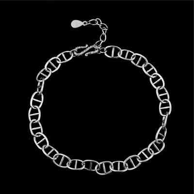 China Vintage SayYes 925 Sterling Silver Jewelry Thai Silver Style Retro Anchor Chain Cuban Link Pig Nose Fashion Jewelry Bracelets Men Silver for sale