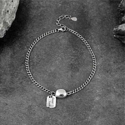 China Vintage SayYes 925 Sterling Silver Jewelry Thai Silver Style Retro Ball Charms Cuban Chain bracelets 925 Sterling Silver for sale