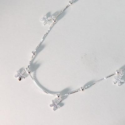 China Cute Custom Anklet Rhodium Plated Leg Chain Anklets Cute Flowers Foot Jewelry Silver 925 Fine Jewelry Anklets for sale