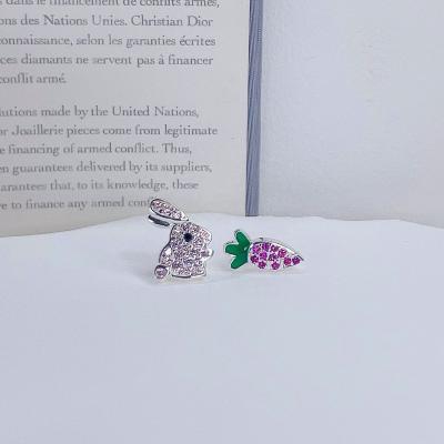 China Cute Women Kids Cute Earrings 925 silver jewelry CZ Carrot Animal Rabbit Bunny 925 Sterling Silver Earrings for sale