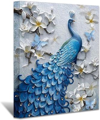 China Customize Picture Seen By Art Canvas Prints Wall Art For Home Decoration - Single Panel Crystal Peacock Painting For Living Room for sale