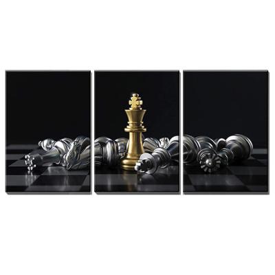 China Modern Style 3 Piece Wall Art Chess Picture 3 Panel Oil Painting Wall Art Decon Painting Canvas Print International For Living Room Decor for sale