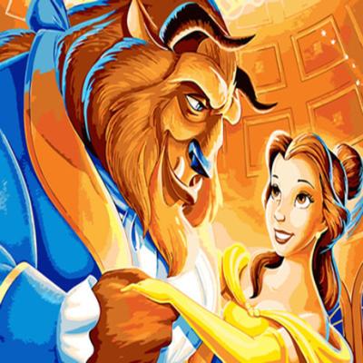 China Environmentally Friendly Cartoon European Famous Beauty And The Beast DIY Oil Painting By Numbers Popular Wall Art Painting For Painting Lovers for sale