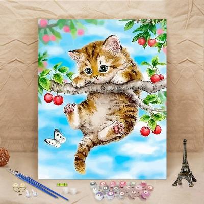 China Hot Sale Environmental Friendly Cute Cat Oil Painting Painting By Numbers Kit Painting On Canvas Decor Picture Color By Number For Living Room Decor for sale