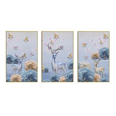 China New Arrival Environment Friendly Classical Home Decor 3D Oil Painting Relief Painting On Canvas For Living Room Wall 3 Pieces Painting for sale