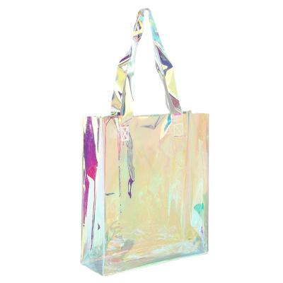 China High Quality Eco-friendly PVC Bag Lady Bags Transparent Holographic Promotion Beverage Tote Bags PVC Bag for sale